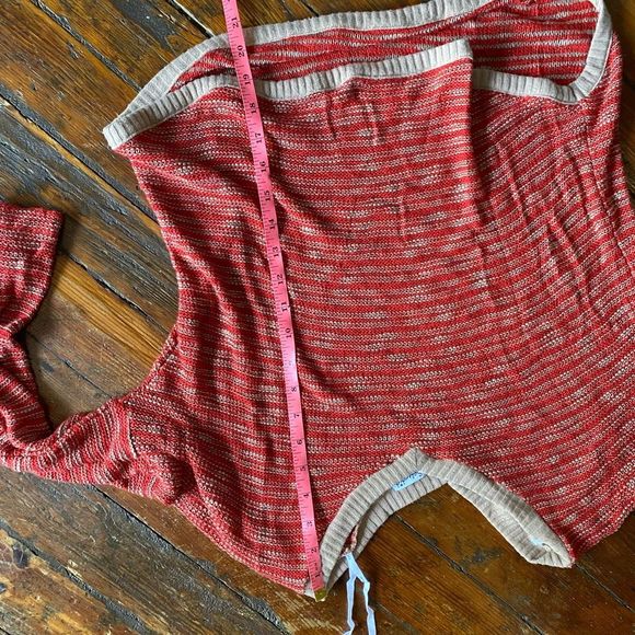 Splendid Red Beige Knit V Neck Dolman Sleeve Pullover Sweater, Sz Medium, MP $82 - Picture 7 of 7